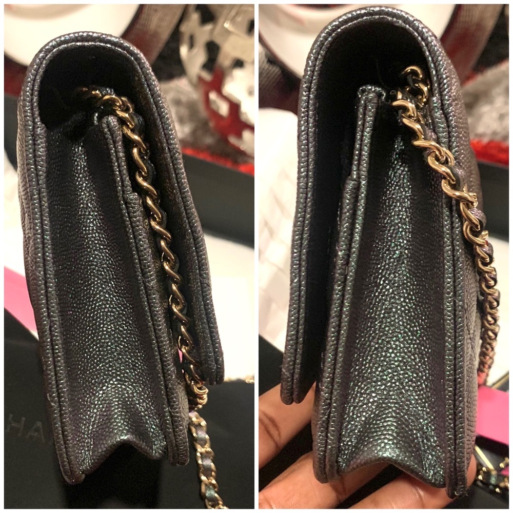 😍❤️🆕CHANEL WOC Wallet on chain Iridescent Large pearl Caviar Leather Bag - Picture 7 of 17